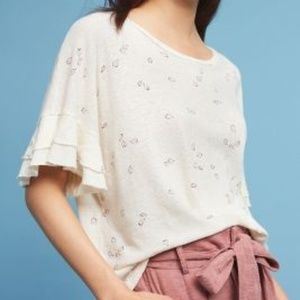 Anthropologie Ruffled-Sleeve Tee New